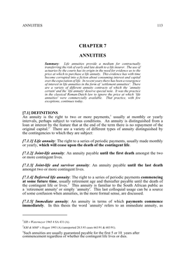 Chapter 7 Annuities