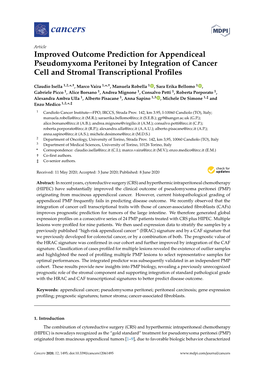 Improved Outcome Prediction for Appendiceal Pseudomyxoma Peritonei by Integration of Cancer Cell and Stromal Transcriptional Proﬁles