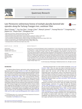 Late Pleistocene Sedimentary History of Multiple Glacially Dammed Lake Episodes Along the Yarlung-Tsangpo River, Southeast Tibet