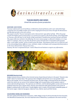 TUSCAN GRAPES and WINES Unveil the Secrets of Wine Production