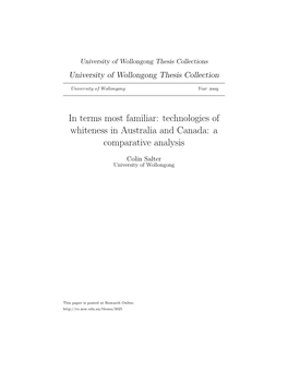 Technologies of Whiteness in Australia and Canada: a Comparative Analysis