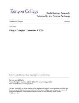 Kenyon Collegian Archives