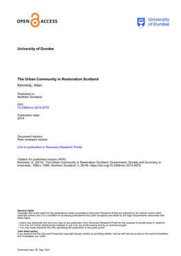 Urban Government and Society in Restoration Scotland