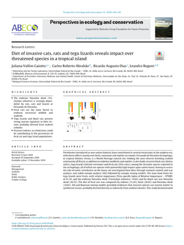 Diet of Invasive Cats, Rats and Tegu Lizards Reveals Impact Over Threatened Species in a Tropical Island