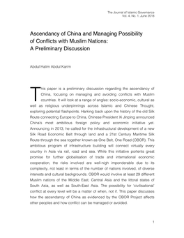 Ascendancy of China and Managing Possibility of Conflicts with Muslim Nations: a Preliminary Discussion