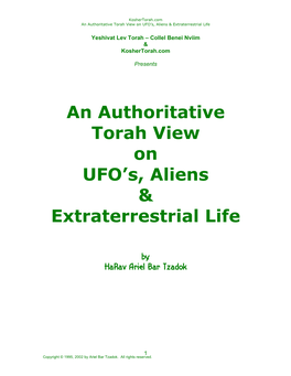 An Authoritative Torah View on UFO's, Aliens & Extraterrestrial Life