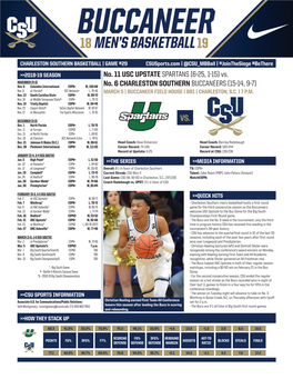 2018-2019 Csu Men's Basketball Game Notes Big South First