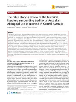 The Pituri Story: a Review of the Historical Literature Surrounding Traditional Australian Aboriginal Use of Nicotine in Central