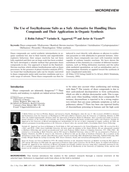 The Use of Tosylhydrazone Salts As a Safe Alternative for Handling Diazo Compounds and Their Applications in Organic Synthesis