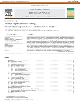 Advances in Plant Molecular Farming