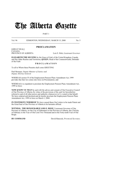 The Alberta Gazette, Part I, March 15, 2000