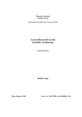 Lexical Hierarchies in the Scientific Terminology