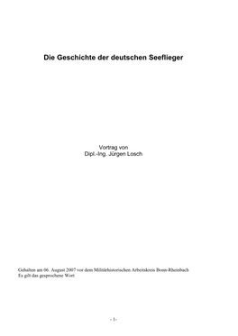 Die Geschichte Der Deutschen See- Und Marineflieger Von Dipl.-Ing