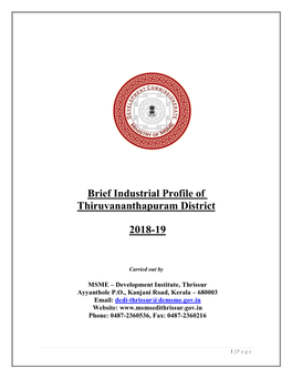 Brief Industrial Profile of Thiruvananthapuram District