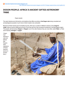 Dogon People: Africa`S Ancient Gifted Astronomy Tribe