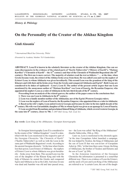 On the Personality of the Creator of the Abkhaz Kingdom