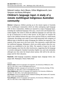 A Study of a Remote Multilingual Indigenous Australian Community