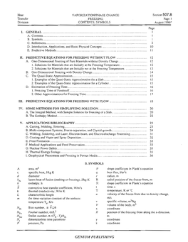 N. Lior, "Freezing", Section 507.8 in Heat Transfer and Fluid Flow Data Books, Genium Publishing Corp