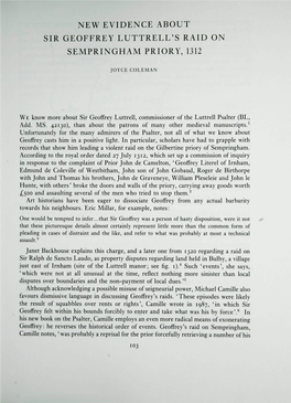 New Evidence About Sir Geoffrey Luttrell's Raid on Sempringham Priory, 1312