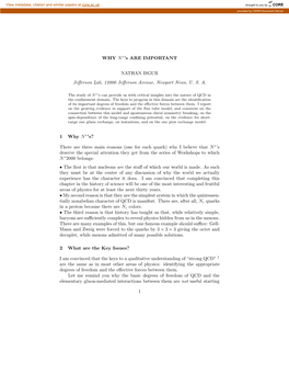 WHY N 'S ARE IMPORTANT NATHAN ISGUR Jefferson Lab, 12000