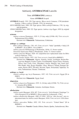 Subfamily ANTHRACINAE Latreille