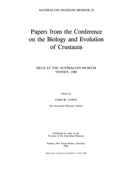 Australia As a Major Evolutionary Centre for Amphipoda (Crustacea)