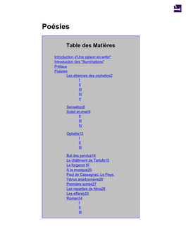 Poésies Une Saison En Enfer Illuminations