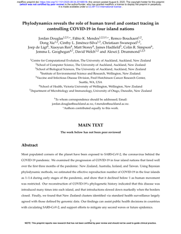 Phylodynamics Reveals the Role of Human Travel and Contact Tracing in Controlling COVID-19 in Four Island Nations