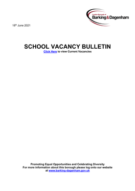 SCHOOL VACANCY BULLETIN Click Here to View Current Vacancies