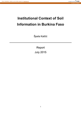 Institutional Context of Soil Information in Burkina Faso