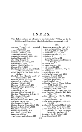 Tnrs Index Contains No Reference to the Introductory Tables, Nor to the Additions and Corrections