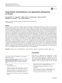 Fungi Between Extremotolerance and Opportunistic Pathogenicity on Humans