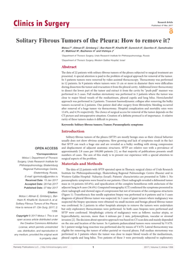 Solitary Fibrous Tumors of the Pleura: How to Remove It?