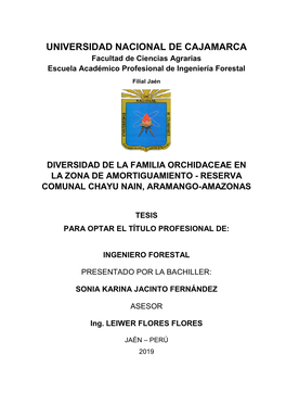 UNIVERSIDAD NACIONAL DE CAJAMARCA Facultad De Ciencias Agrarias Escuela Académico Profesional De Ingeniería Forestal