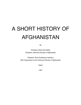 A Short History of Afghanistan