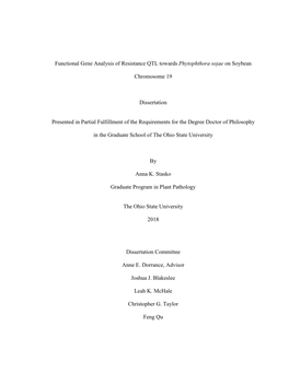 Functional Gene Analysis of Resistance QTL Towards Phytophthora Sojae on Soybean