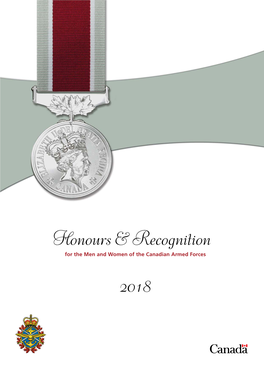 Honours & Recognition for the Men and Women of the Canadian Armed