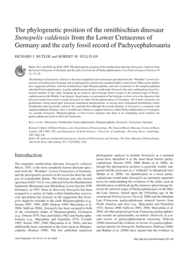 The Phylogenetic Position of the Ornithischian Dinosaur Stenopelix Valdensis from the Lower Cretaceous of Germany and the Early Fossil Record of Pachycephalosauria