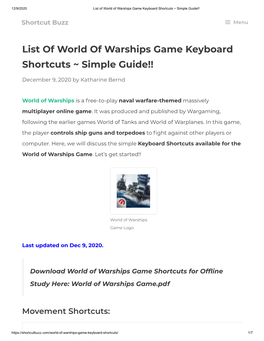 List of World of Warships Game Keyboard Shortcuts ~ Simple Guide!!