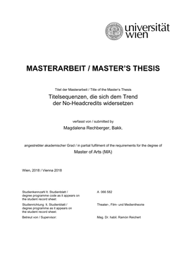 Masterarbeit / Master's Thesis