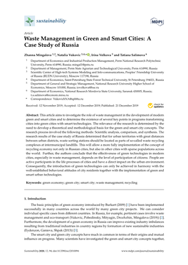 Waste Management in Green and Smart Cities: a Case Study of Russia