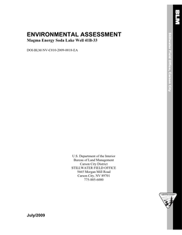 Environmental Assessment for Drilling Soda Lake Well 41B-33