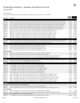 Apple US Education Institution Price List