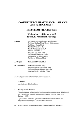 Committee for Health, Social Services and Public Safety