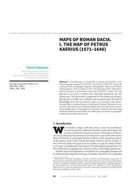 Maps of Roman Dacia. I. the Map of Petrus Kaerius (1571–1646)