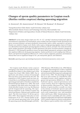 Changes of Sperm Quality Parameters in Caspian Roach (Rutilus Rutilus Caspicus) During Spawning Migration