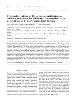 Systematic Revision of the Arboreal Snail Satsuma Albida Species Complex (Mollusca: Camaenidae) with Descriptions of 14 New Species from Taiwan