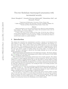 Two-Tier Blockchain Timestamped Notarization with Incremental Security