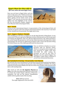 Egypt's Must-See-Sites Add-On