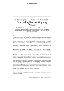 A Trilingual Dictionary Yilumbu